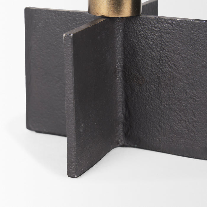 Pia Matte Black w/ Brushed Gold Metal Taper Candleholder (Set of 2)