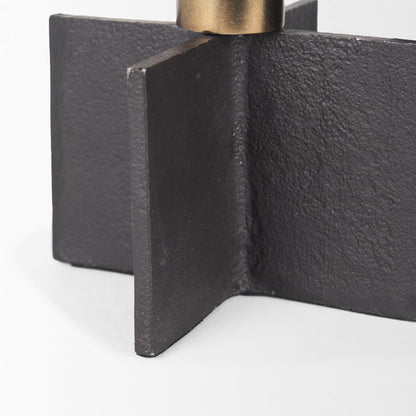 Pia Matte Black w/ Brushed Gold Metal Taper Candleholder (Set of 2)