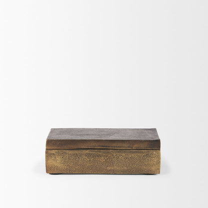 Porschia Small Antiqued Gold Metal Decorative Box