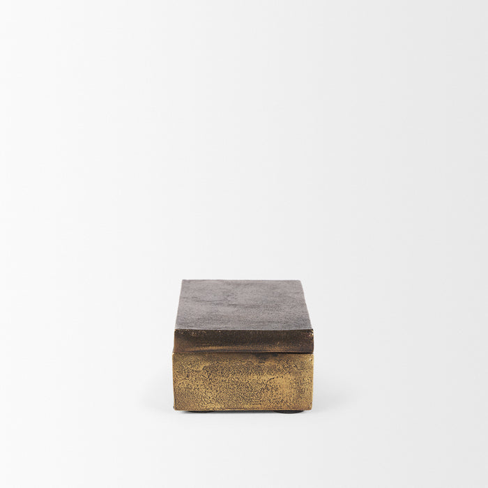 Porschia Small Antiqued Gold Metal Decorative Box