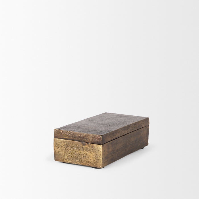 Porschia Small Antiqued Gold Metal Decorative Box