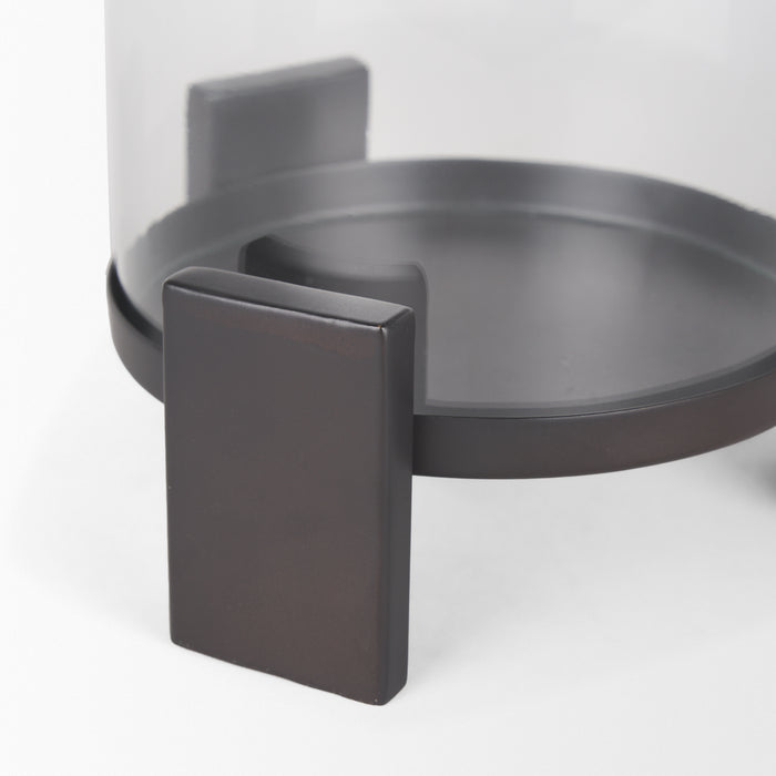 Price Small Matte Black Metal w/ Glass Hurricane Candle Holder