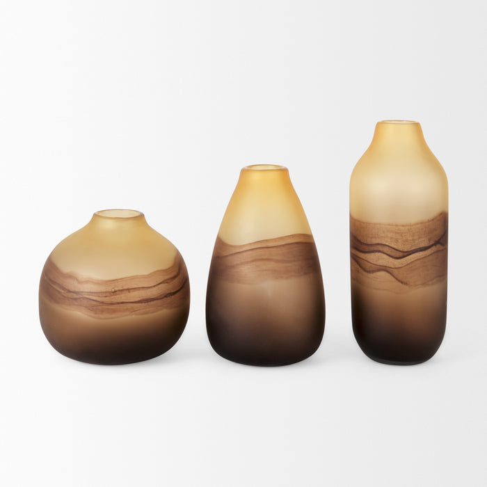 Pyla Large Yellow/Brown Glass Sand Dune Inspired Vase