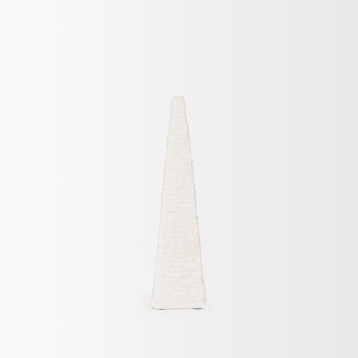 Pyramis White Rough Marble Obelisk 13"