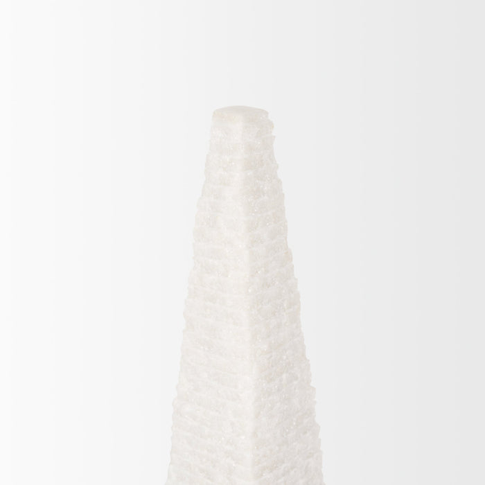 Pyramis White Rough Marble Obelisk 13"