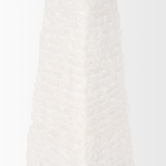 Pyramis White Rough Marble Obelisk 13"