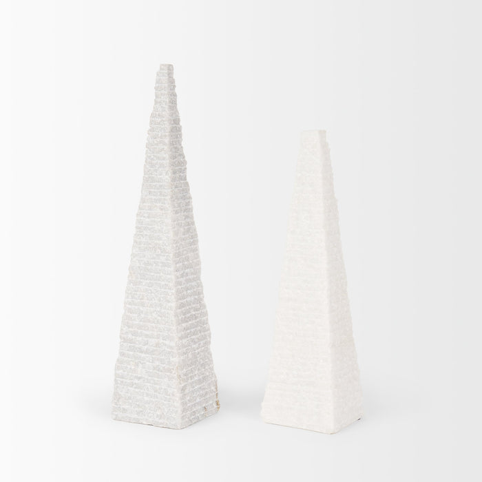 Pyramis White Rough Marble Obelisk 13"