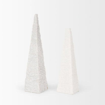 Pyramis White Rough Marble Obelisk 13"
