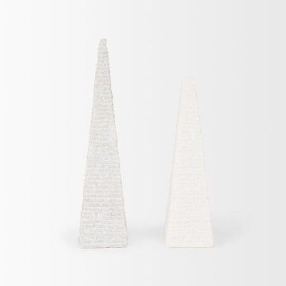 Pyramis White Rough Marble Obelisk 13"