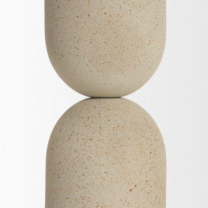 Qamra Medium Beige Textured Metal Pillar Candle Holder Candle Holder