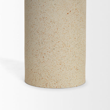Qamra Medium Beige Textured Metal Pillar Candle Holder Candle Holder