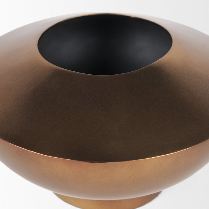 Quiana Medium Textured Gold Metal Vase