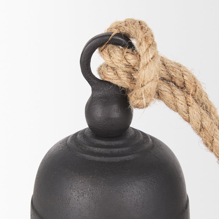 Quincy Small Matte Black Metal Decorative Bell Object