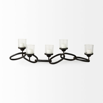 Quito Black Metal Chain-Link Five Candle Table Candle Holder