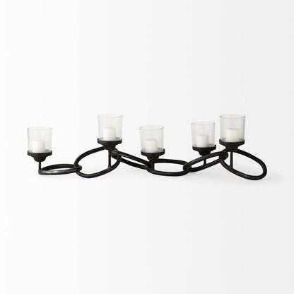 Quito Black Metal Chain-Link Five Candle Table Candle Holder