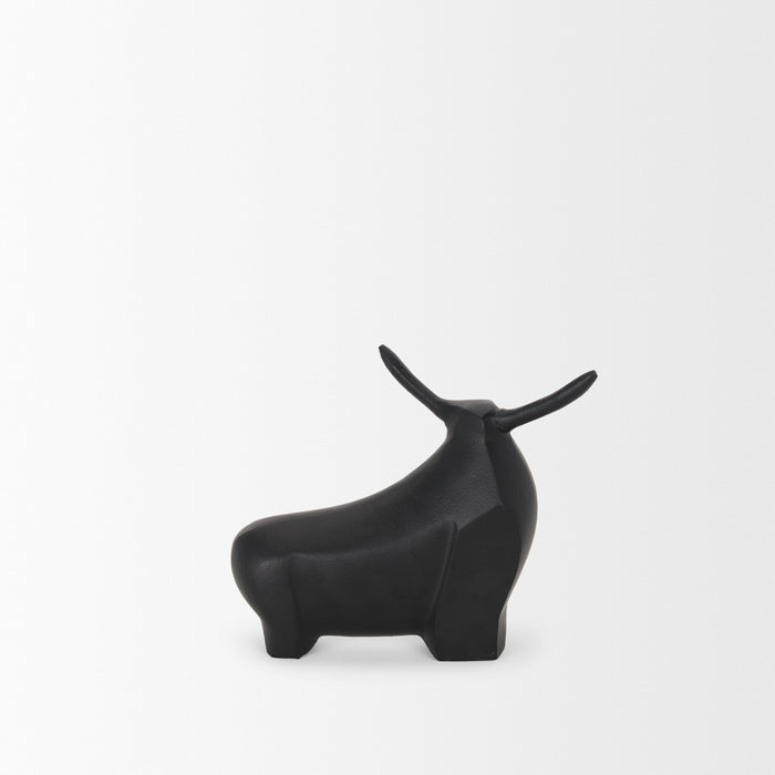Radu Small Matte Black Metal Bull Decorative Object