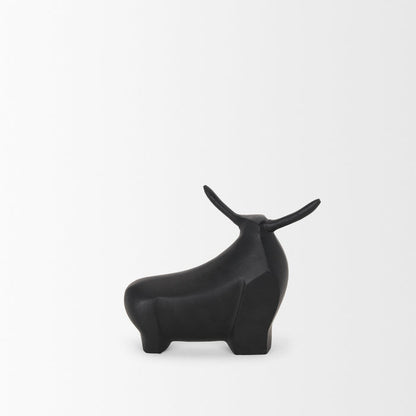 Radu Small Matte Black Metal Bull Decorative Object
