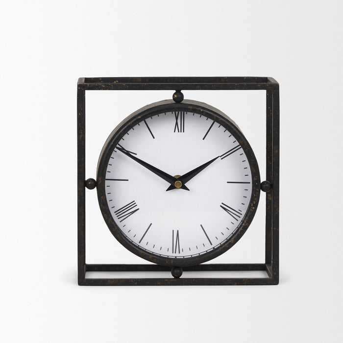Raisa Black w/ Gold Antiquing Metal Table Clock