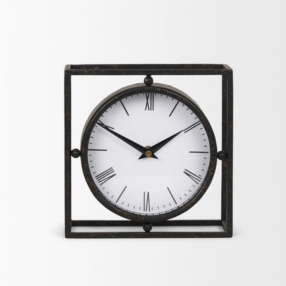 Raisa Black w/ Gold Antiquing Metal Table Clock