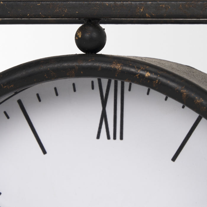 Raisa Black w/ Gold Antiquing Metal Table Clock