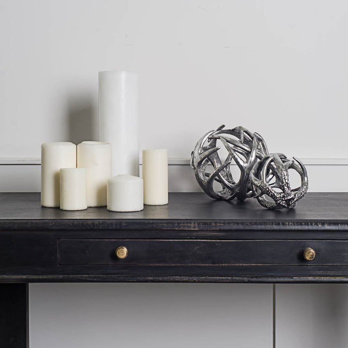 Ramus III (Small) 5L x 5W Silver Antler Shaped Decorative Orb Ball