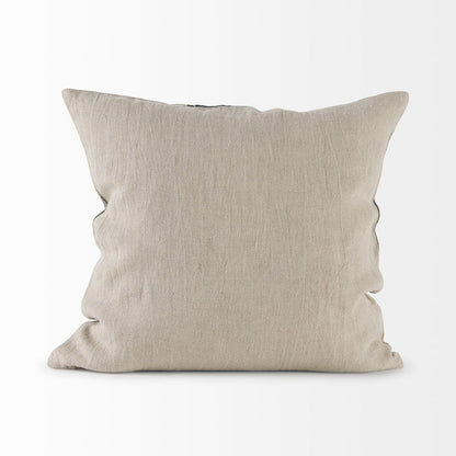 Raquel 18L x 18W Beige and Black Fabric Plaid Decorative Pillow Cover