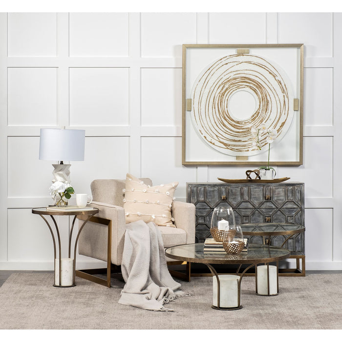 Reena I Small Gold Woven Metal Base Table Candle Holder