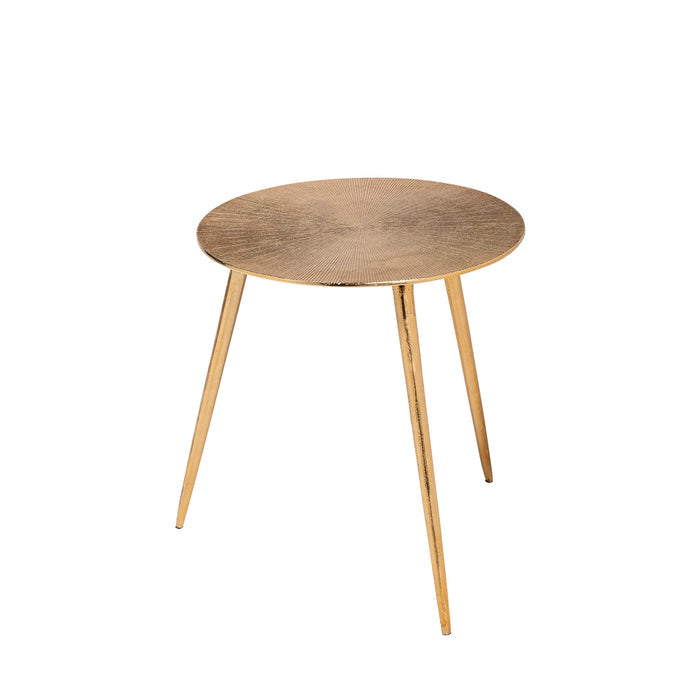 Reva III (Small) 16L x 16W Gold Round Top Cast Aluminum Accent Table