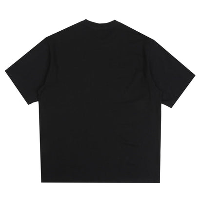 Rhinestone College Relaxed Fit T-Shirt - Black