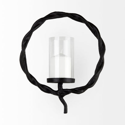 Rizwan 12.0L x 14.0W x 4.5H Black Aluminum Braided Circular Candle Holder