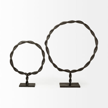 Rizwan (Small) Black Aluminum Braided Circular Object