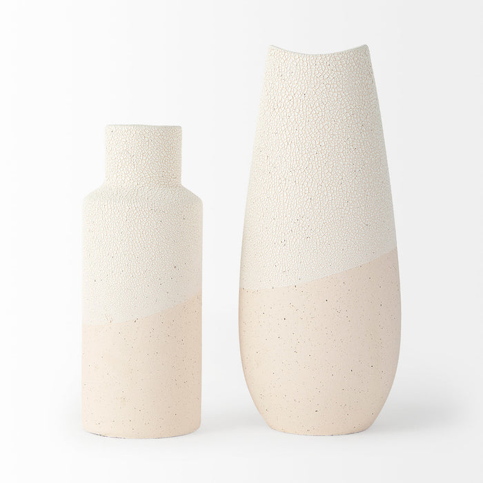 Salar 4.5L x 4.5W x 11.0H Cream Gourd Style Crackled Ceramic Vase