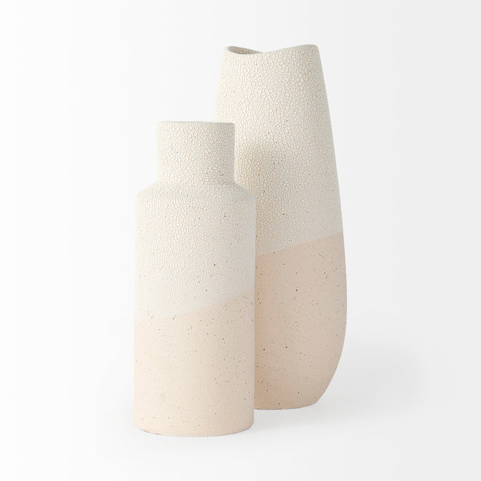 Salar 4.5L x 4.5W x 11.0H Cream Gourd Style Crackled Ceramic Vase