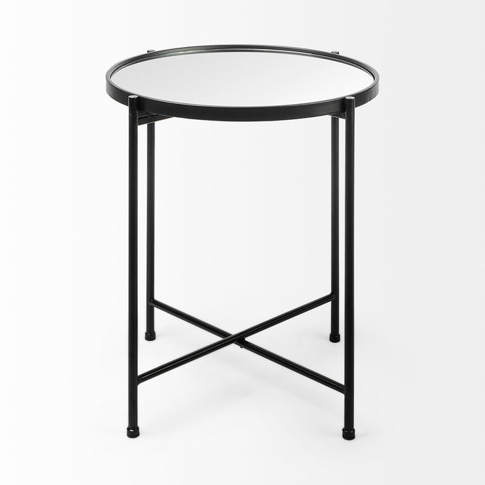 Samantha (Small) Black Mirror Top Accent Table