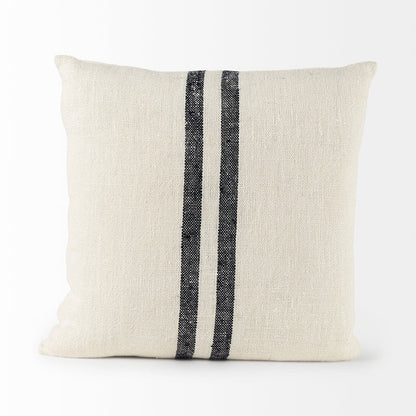 Sandra 18 x 18 Beige With Blue Stripes Decorative Pillow Cover