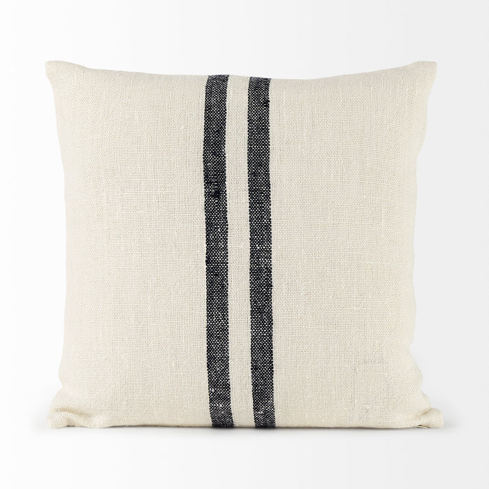 Sandra 18 x 18 Beige With Blue Stripes Decorative Pillow Cover
