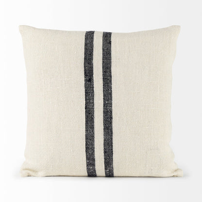 Sandra 18 x 18 Beige With Blue Stripes Decorative Pillow Cover