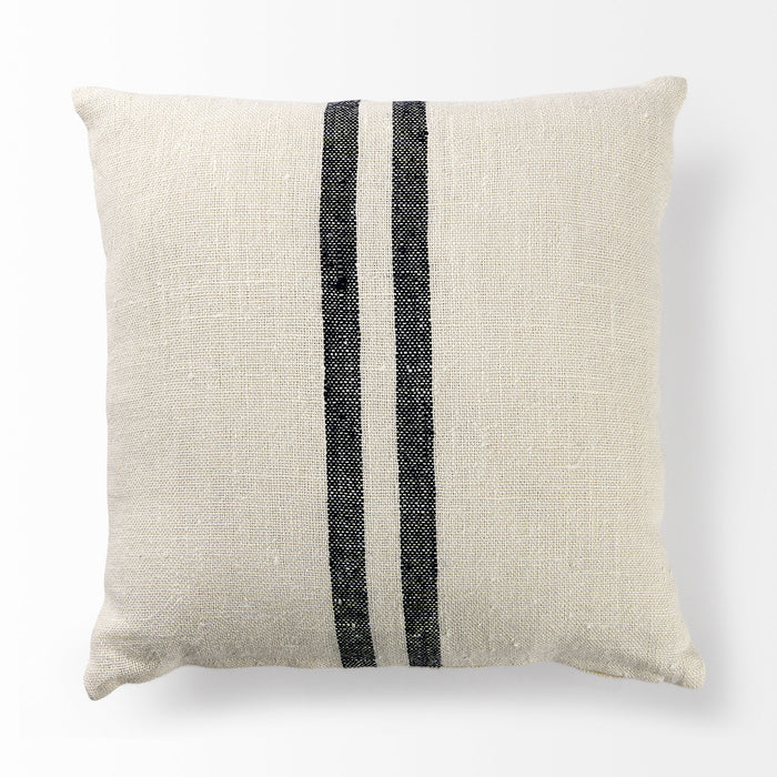 Sandra 18 x 18 Beige With Blue Stripes Decorative Pillow Cover