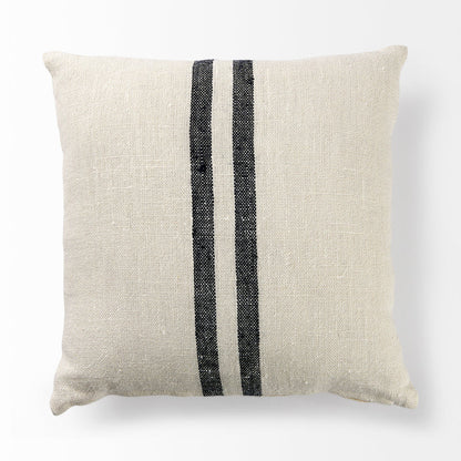 Sandra 18 x 18 Beige With Blue Stripes Decorative Pillow Cover