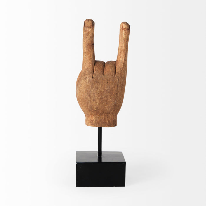 Saxum 4L x 4W Natural Wooden Carved Hang Loose Hand