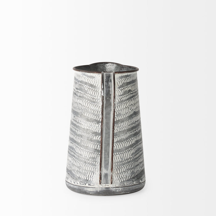Serena I 8H Small Gray/White Textured Metal Jug