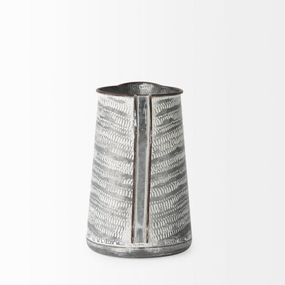 Serena I 8H Small Gray/White Textured Metal Jug
