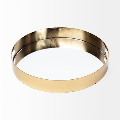 Serkis 15L x 15W Gold Metal Mirrored Base Round Tray