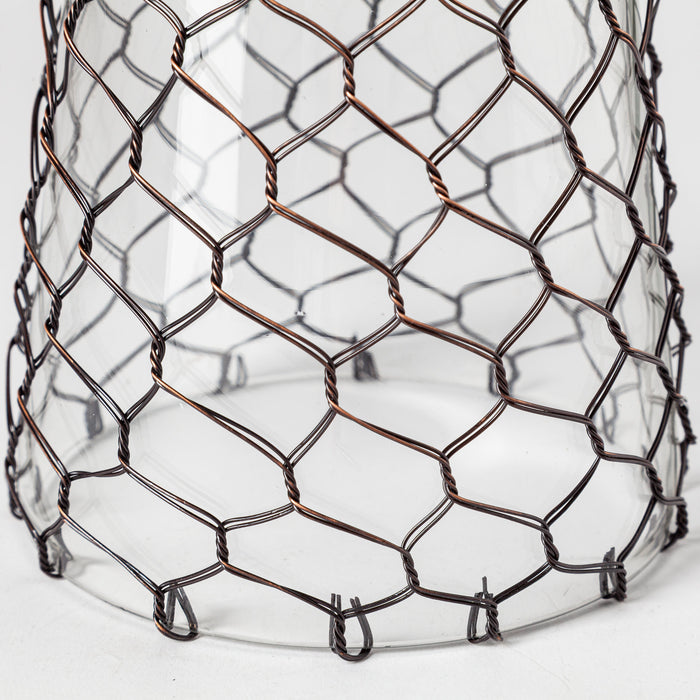 Shandra I Small Glass w/Metal Wire Snakeskin Pattern Table Candle Holder