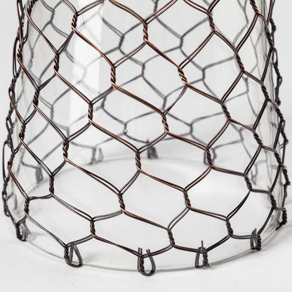Shandra I Small Glass w/Metal Wire Snakeskin Pattern Table Candle Holder