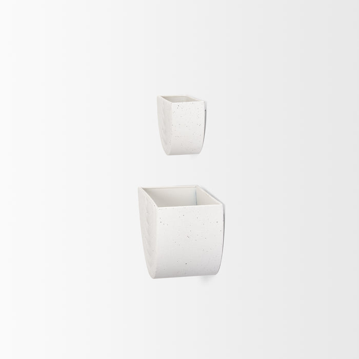 Shilo Matte White Metal Hanging Wall Planter (Set of 2)