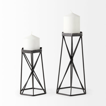 Sixx I Small Antiqued Metal Hexagonal Table Candle Holder