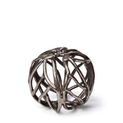 Sphaira I Small 5L x 5W Silver Cast Aluminum Decorative Tree Branch Orb