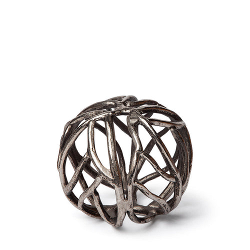 Sphaira I Small 5L x 5W Silver Cast Aluminum Decorative Tree Branch Orb