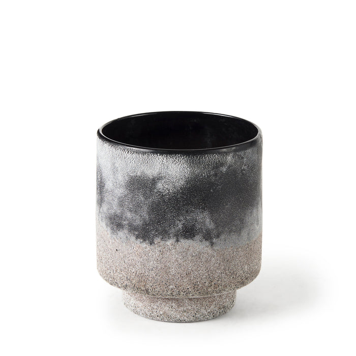 Squally 6.0L x 6.0W x 6.4H Black/Brown Glass Ombre Textured Small Vase